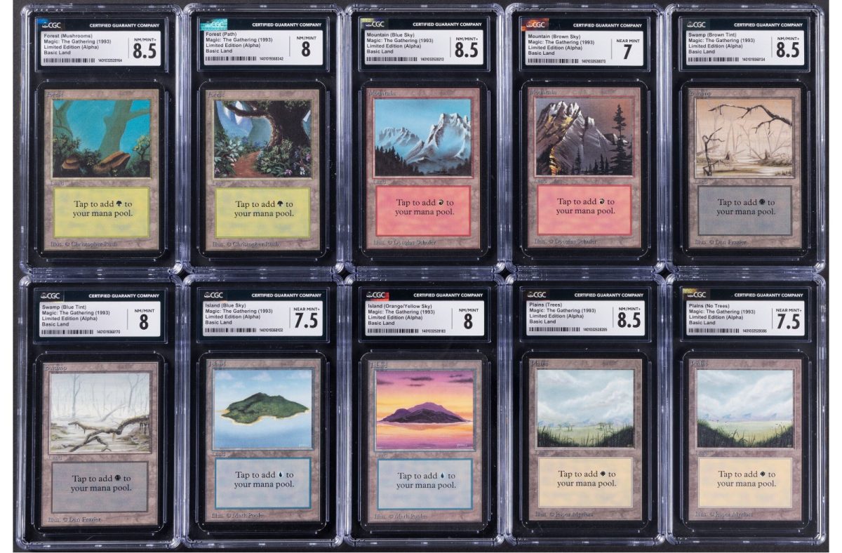 Complete Set of (10) 1993 Magic the Gathering Alpha Edition Lands CGC 7.5 - 8.5