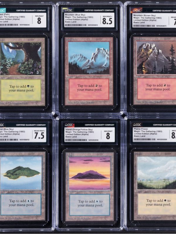 Complete Set of (10) 1993 Magic the Gathering Alpha Edition Lands CGC 7.5 - 8.5