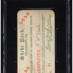 1940 Philadelphia A's Season Pass, PSA VG 3 - Jimmie Foxx 500 Home Run Season