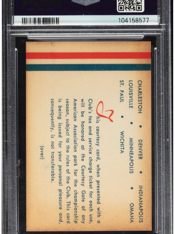 1956 American Association Season Pass, PSA VG-EX 4 - Roger Maris Jackie Robinson