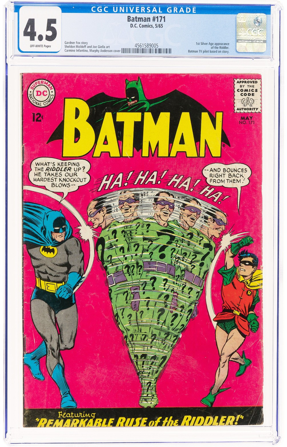 Batman #171 CGC VG+ 4.5 Off White Pages 1st Silver Age Riddler Appearance!