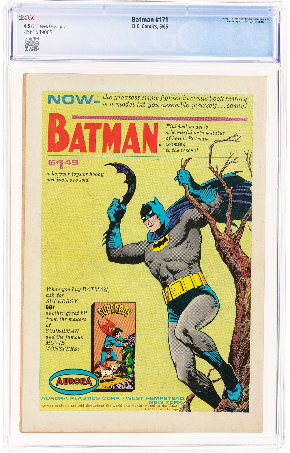 Batman #171 CGC VG+ 4.5 Off White Pages 1st Silver Age Riddler Appearance!