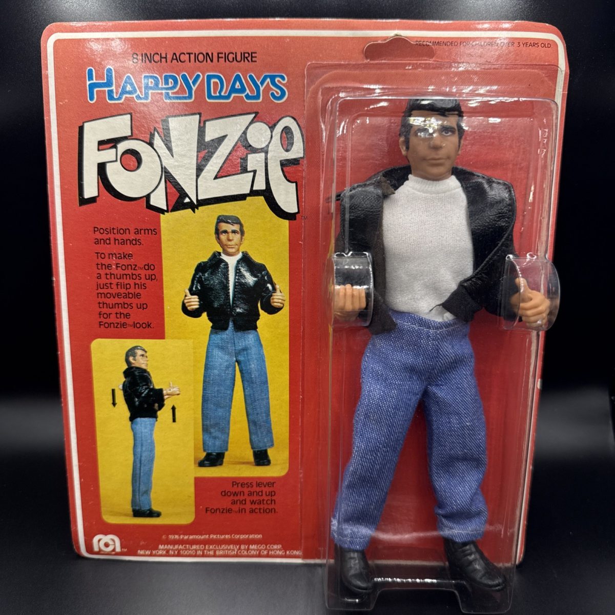 1976 Mego Fonzi Happy Days 8 Inch Action Figure Sealed Unpunched Movable Thumbs