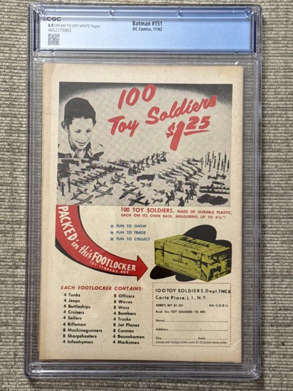 1962 DC Comics Batman #151 CGC 6.0. Bruce Wayne Identity Revealed Key Book