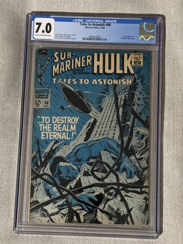 Tales to Astonish #98 CGC 7.0 (Marvel - 12/67) Hulk Sub-Mariner Off White Pages