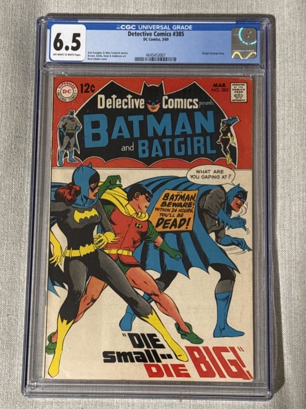 DETECTIVE COMIC #385, CGC 6.5, 1969, OW-W PGS, NEAL ADAMS COVER, EARLY BATGIRL!