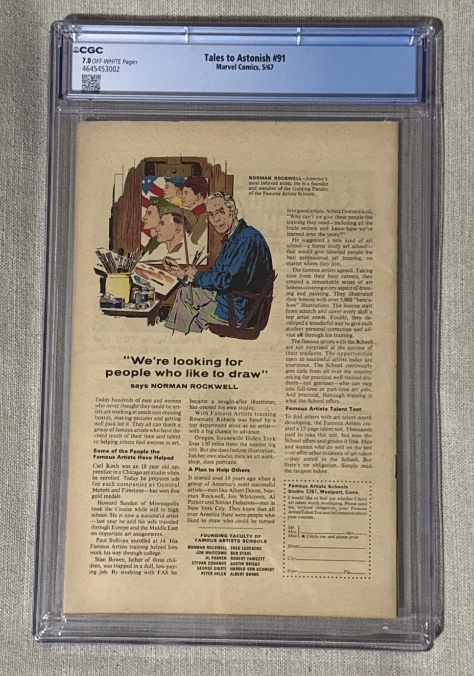 Tales to Astonish #91 CGC 7.0 Hulk vs. Abomination (2nd Appear.) 1967 Marvel