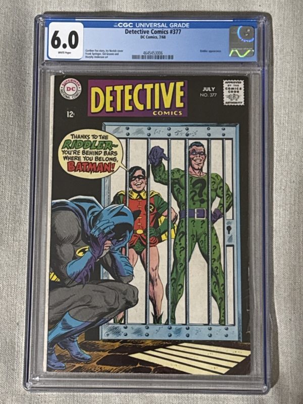 Detective Comics #377 (1968) DC Comics CGC 6.0 Riddler Just Graded