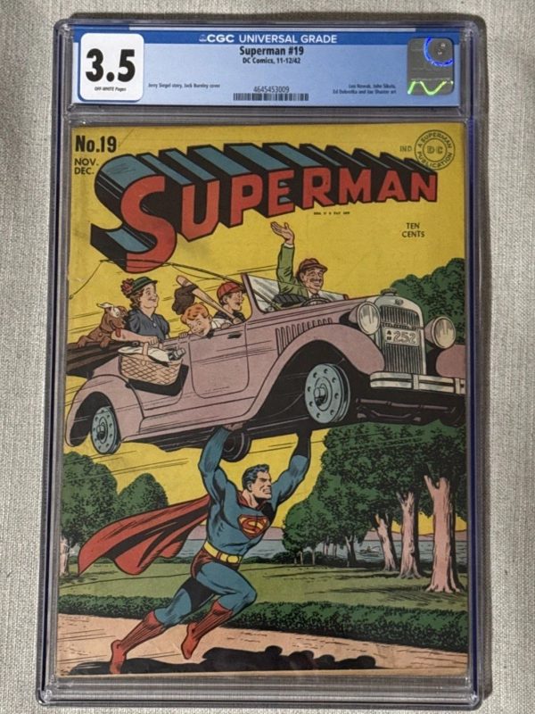 SUPERMAN #19 CGC 3.5 1942 Jerry Siegel Story Joe Shuster art Golden Age