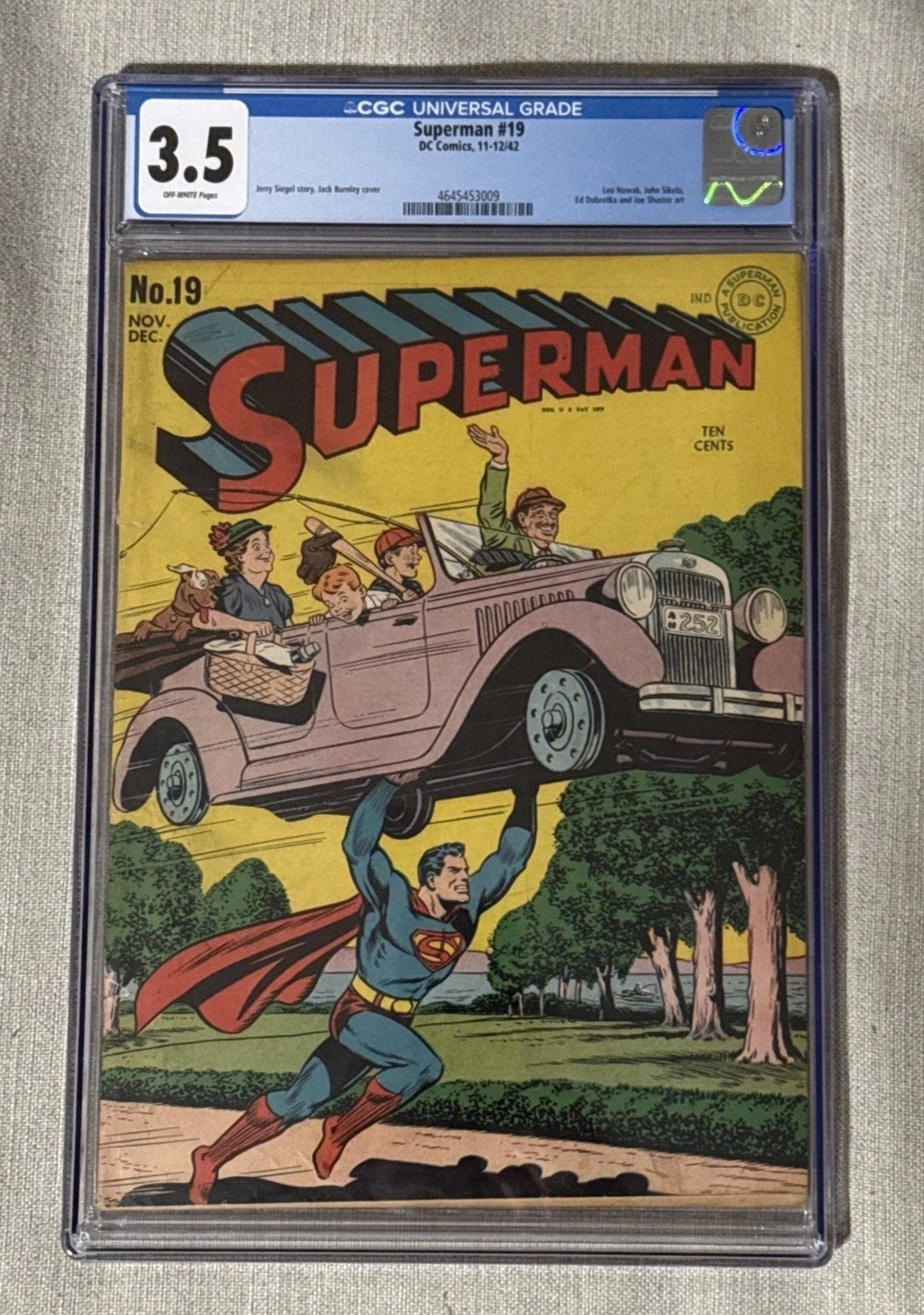 SUPERMAN #19 CGC 3.5 1942 Jerry Siegel Story Joe Shuster art Golden Age