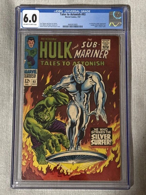 Tales to Astonish 93 CGC 6.0 1967 OFF-WHITE TO WHITE Hulk vs. Silver Surfer