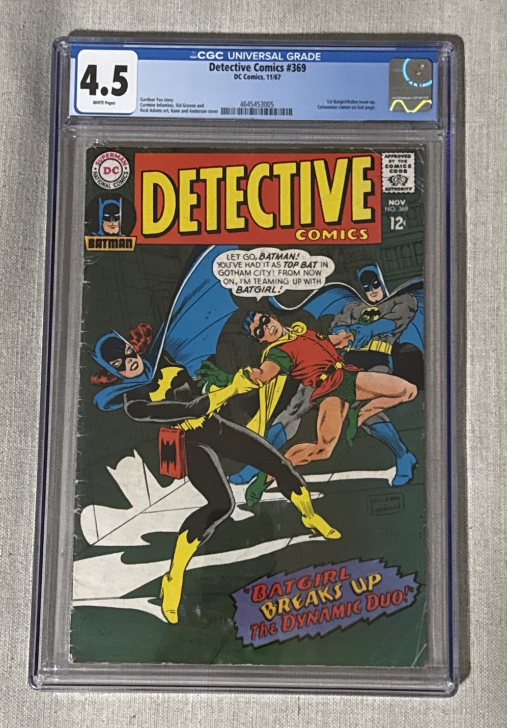 Detective Comics #369 (November 1967) | CGC 4.5 | Batgirl Breaks Up Dynamic Duo
