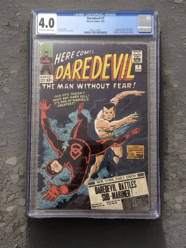 DAREDEVIL #7 1st Red Costume Silver Age Marvel Comics 1965 CGC 4.0 White Pages
