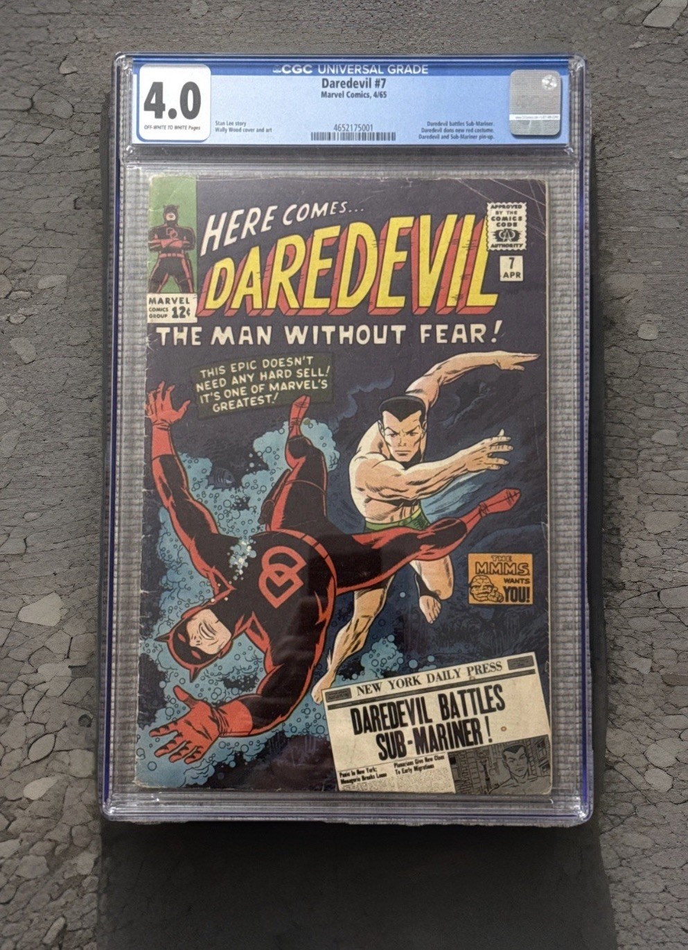 DAREDEVIL #7 1st Red Costume Silver Age Marvel Comics 1965 CGC 4.0 White Pages