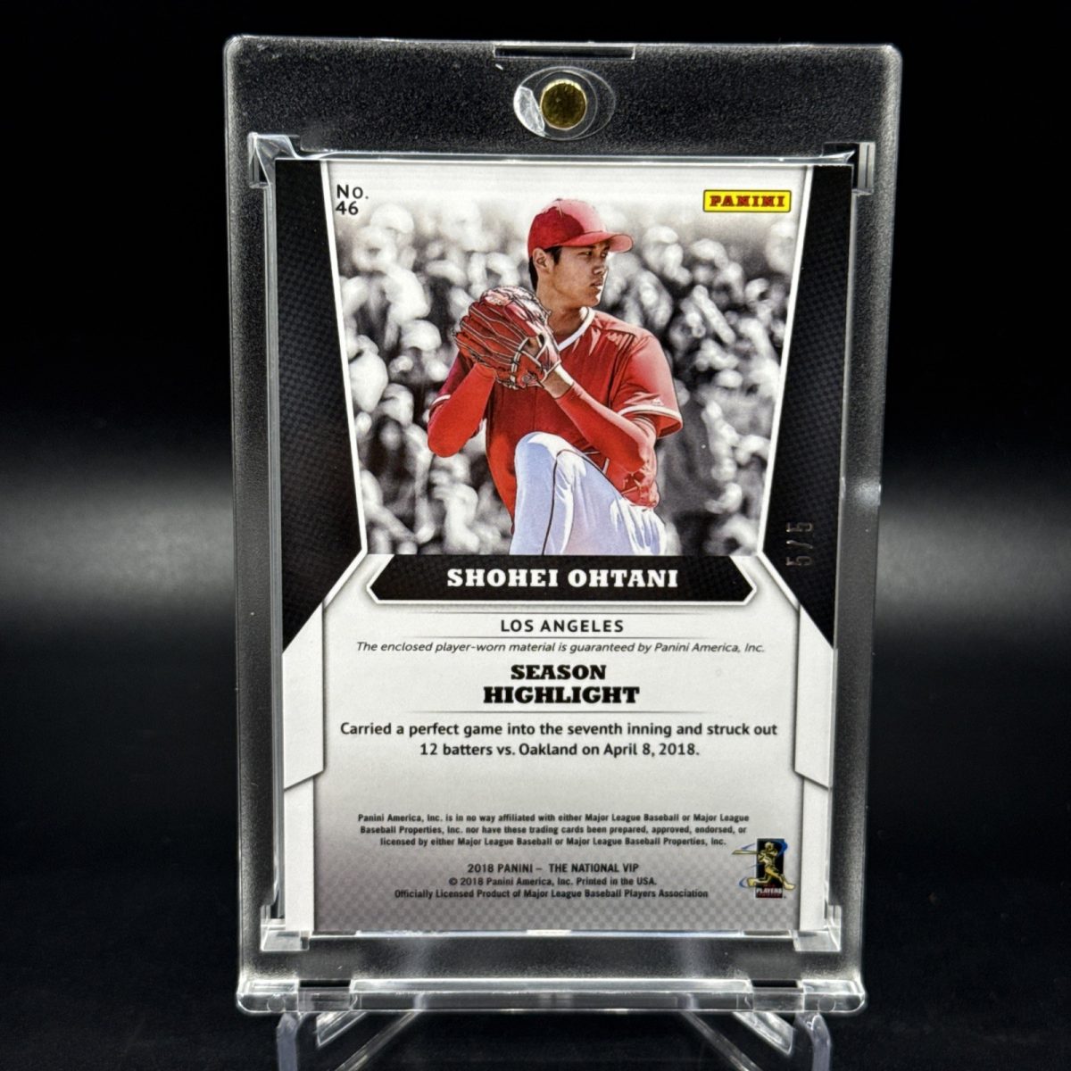 2018 PANINI NATIONAL VIP SHOHEI OHTANI GOLD JERSEY PATCH TAG RC #46 NM #/5