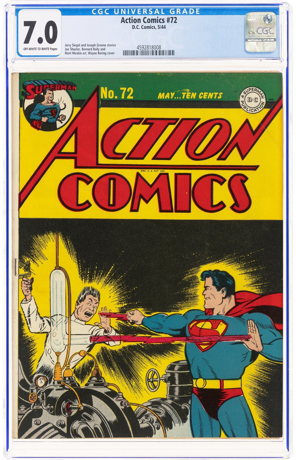 Action Comics #72 (DC, 1944) CGC FN/VF 7.0 GOLDEN AGE Wayne Boring Cover_0 Action Comics #72 (DC, 1944) CGC FN/VF 7.0 GOLDEN AGE Wayne Boring Cover