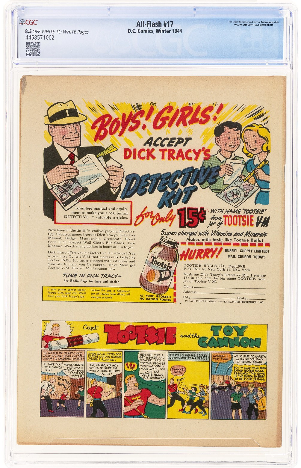 All FLASH #17 CGC 8.5 Off-White to White (1944) OW/W Golden Age Comic