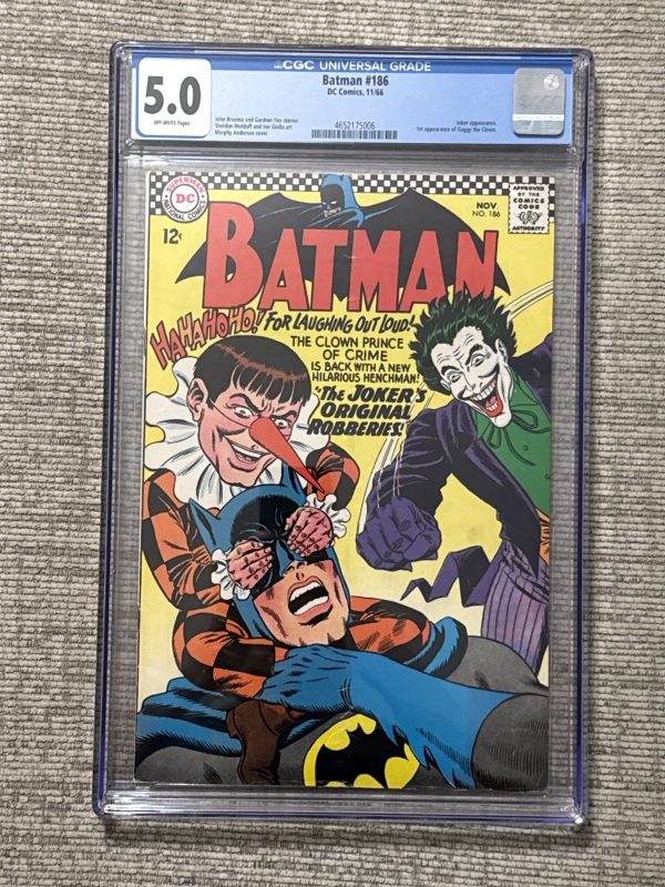 Batman #186 - DC Comics 1966 Silver Age Issue - CGC 5.0 Joker Cover Moldoff Art