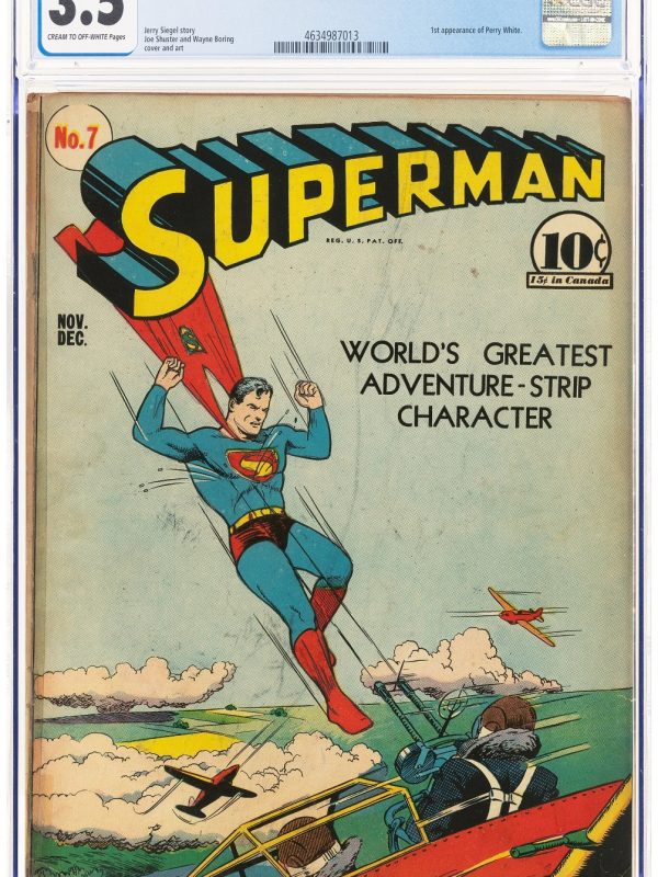 1940 DC Comics Superman #7 CGC 3.5 1st Appearance of Perry White 1st WW2 cover