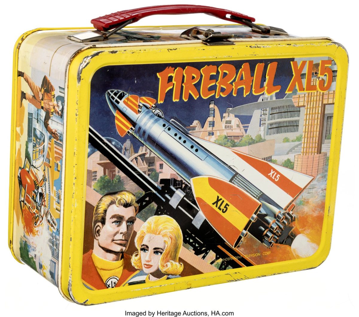 VINTAGE FIREBALL XL5 METAL LUNCH BOX KING SEELEY 1964 NO THERMOS BOTTLE VG+