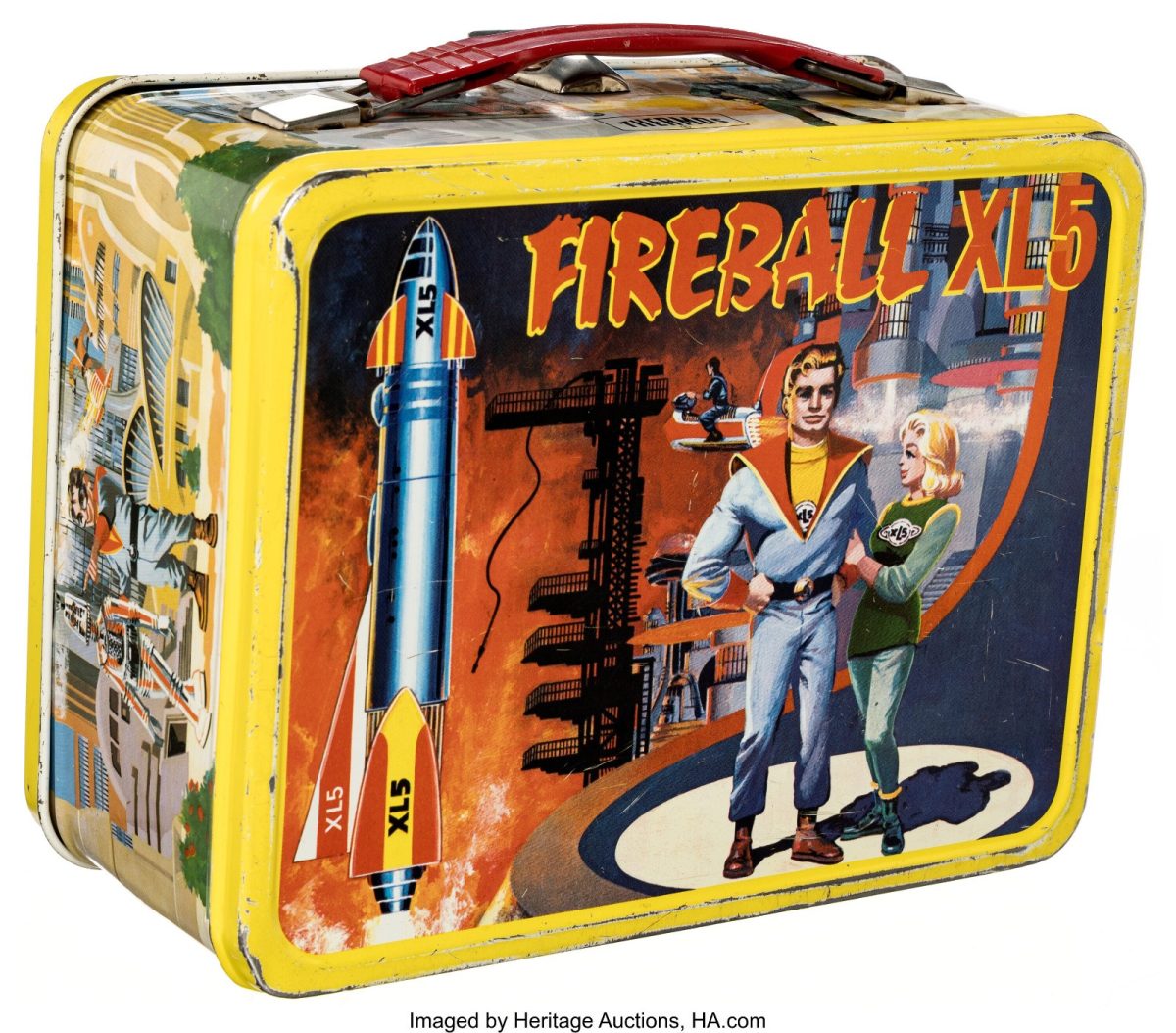 VINTAGE FIREBALL XL5 METAL LUNCH BOX KING SEELEY 1964 NO THERMOS BOTTLE VG+