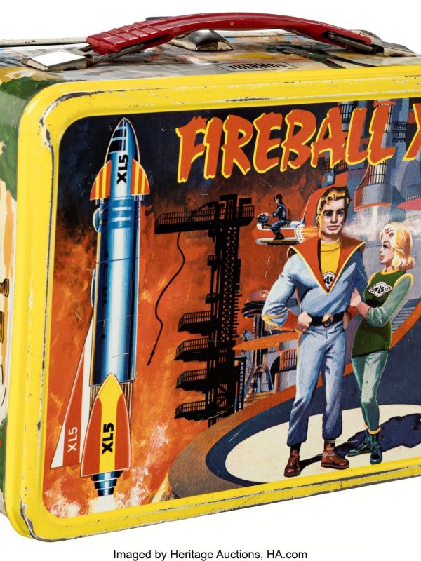 VINTAGE FIREBALL XL5 METAL LUNCH BOX KING SEELEY 1964 NO THERMOS BOTTLE VG+