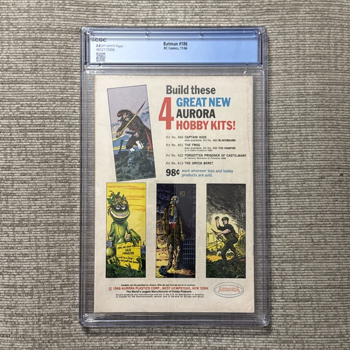 Batman #186 - DC Comics 1966 Silver Age Issue - CGC 5.0 Joker Cover Moldoff Art