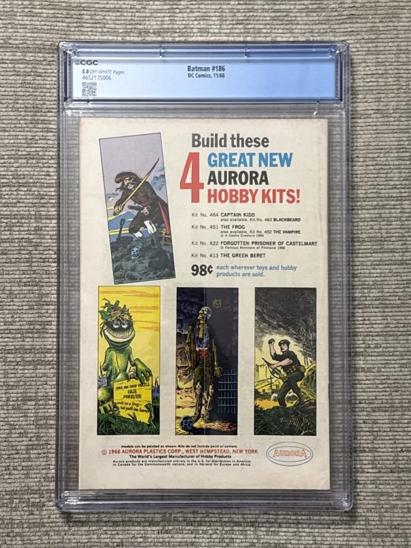 Batman #186 - DC Comics 1966 Silver Age Issue - CGC 5.0 Joker Cover Moldoff Art