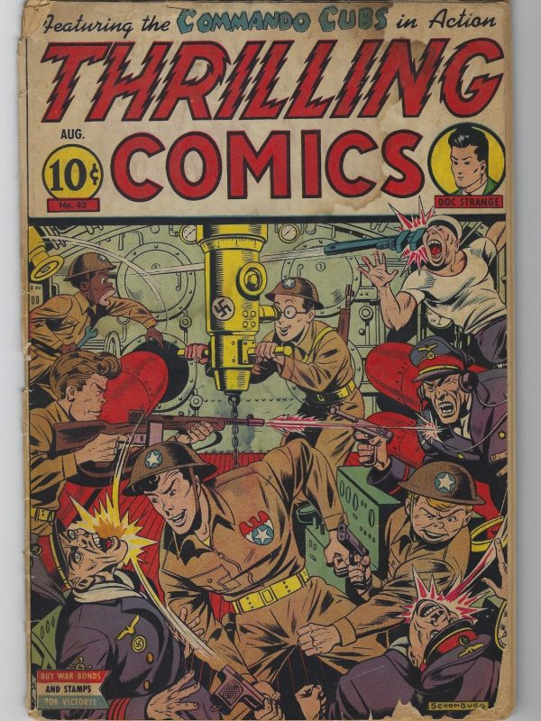 THRILLING COMICS #43 (1944) Schomburg German War Cover RARE Golden Age