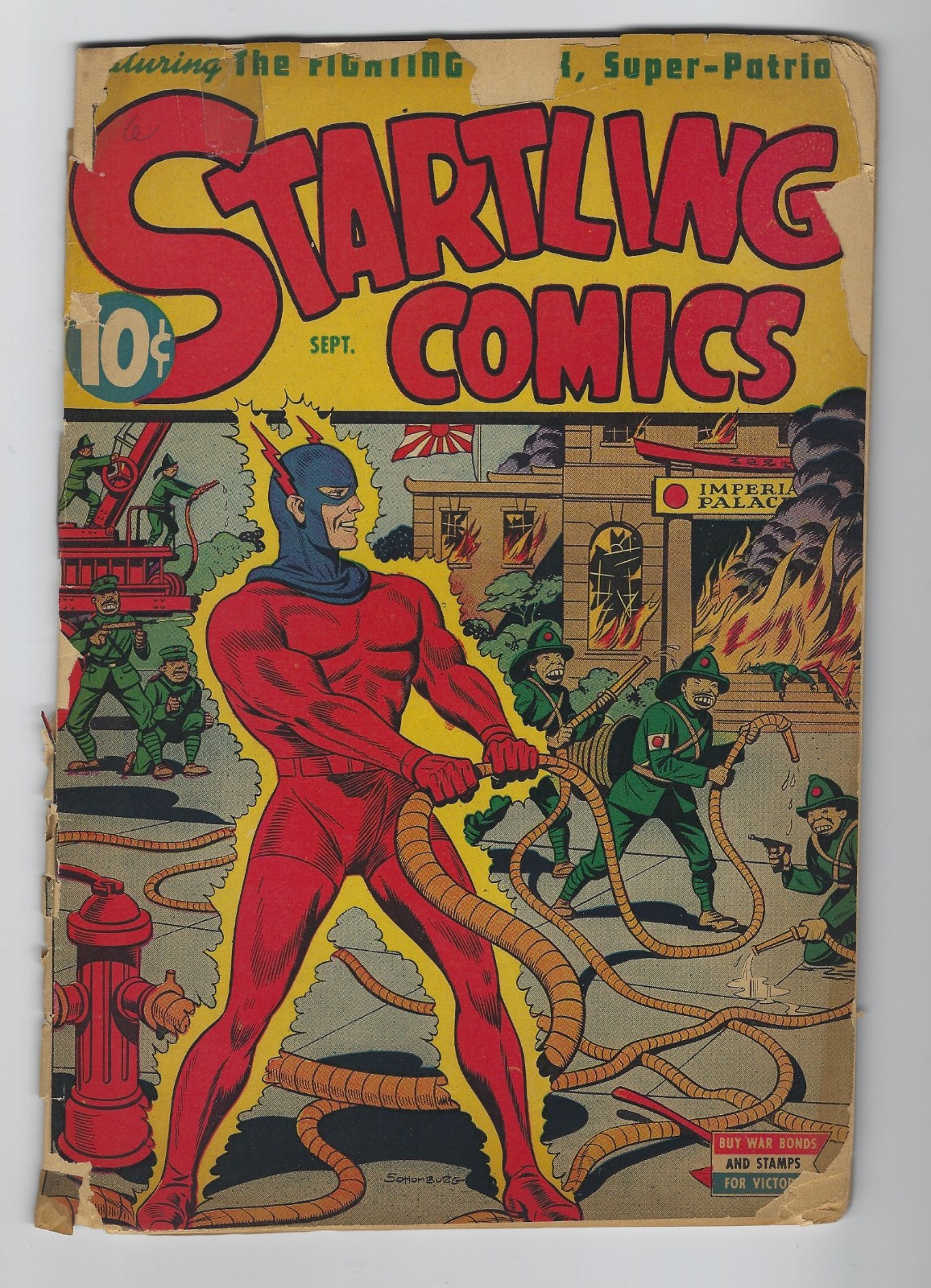 Startling Comics #35 1945 Alex Shomburg Japanese War Cover Golden Age GD