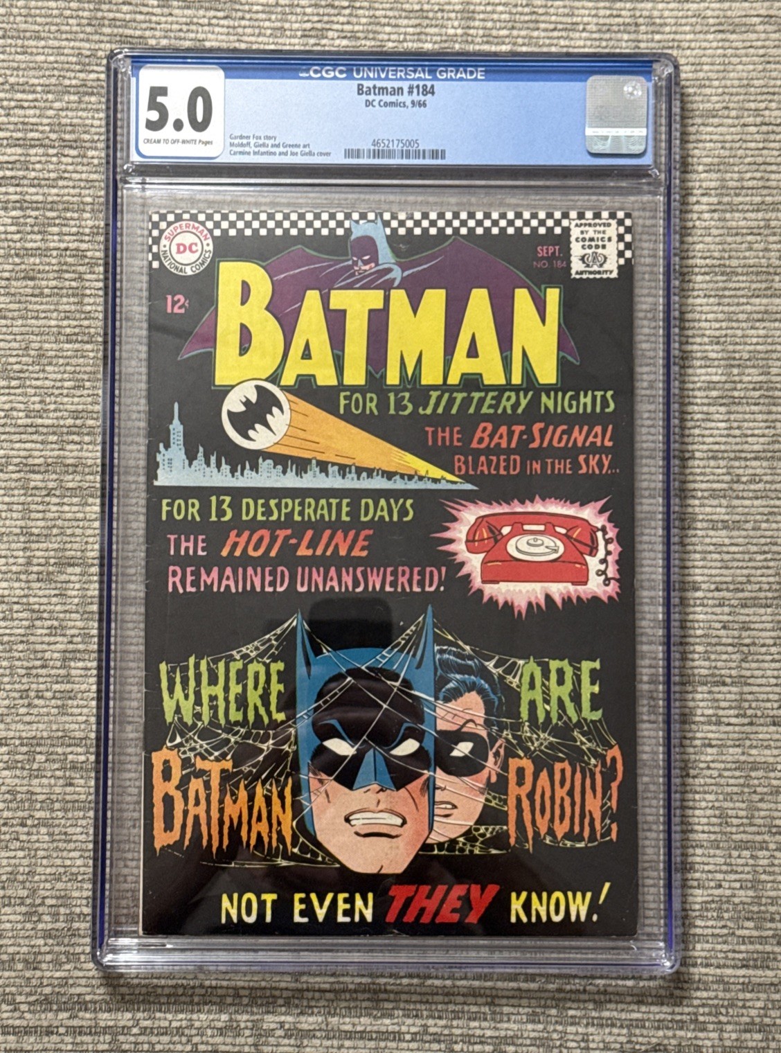 Batman #184 CGC 5.0 DC COMICS 1966 Sheldon Moldoff Cover