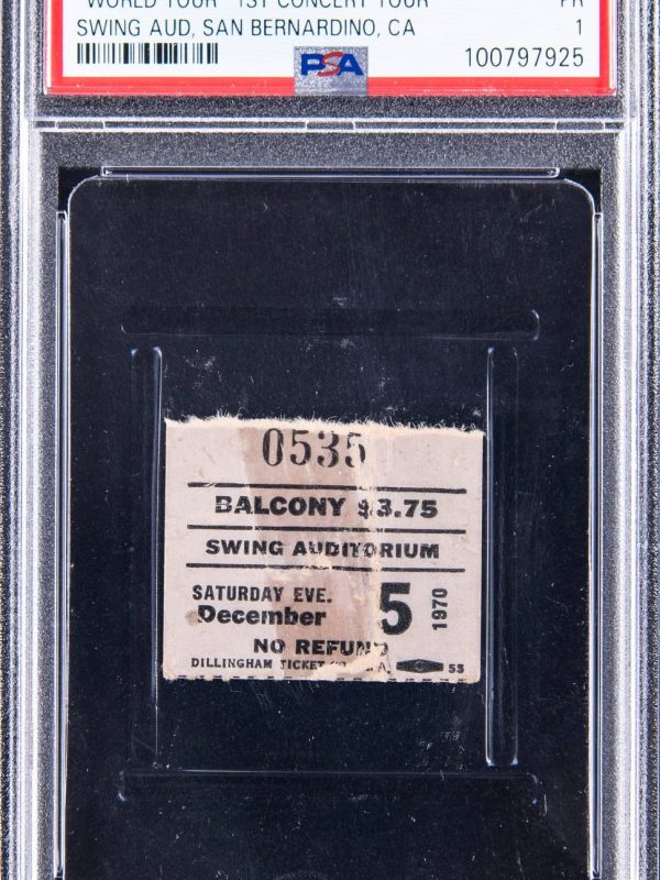 Dec. 5, 1970 Elton John "World Tour 1970" 1st Concert Tour Ticket Stub PSA POP 1