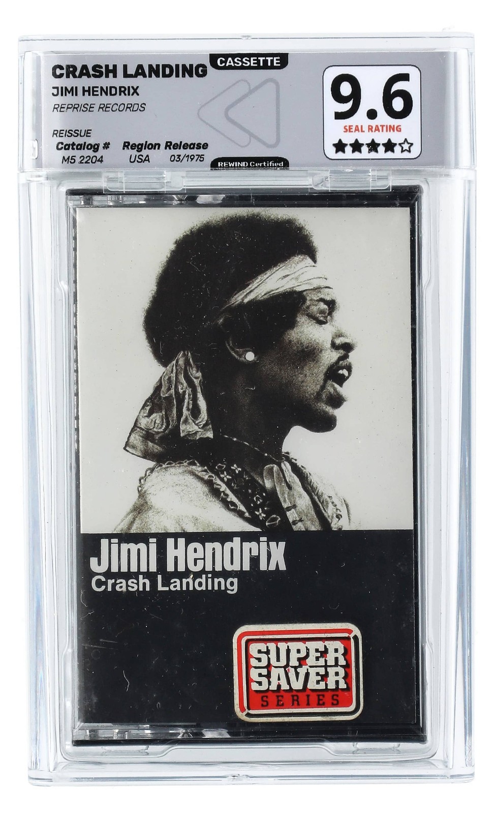 1975 Jimi Hendrix Crash Landing Factory-Sealed Cassette Graded 9.6 by Rewind