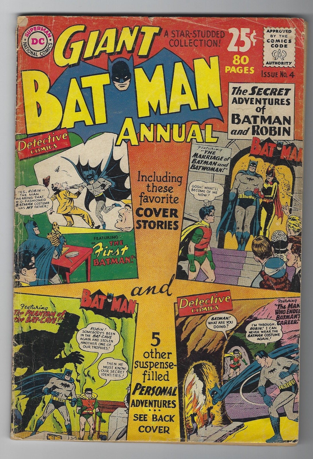 BATMAN ANNUAL # 4 ( 1962 ) 80 PG. GIANT DC COMICS GD+