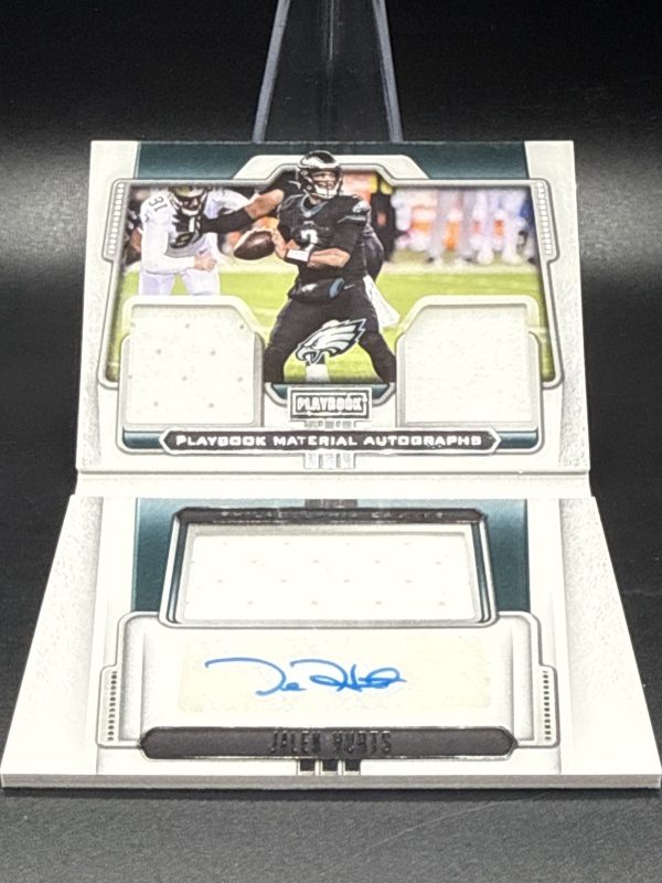 2020 PANINI PLAYBOOK JALEN HURTS MATERIAL AUTOGRAPHS ROOKIE TRI PATCH AUTO #/49