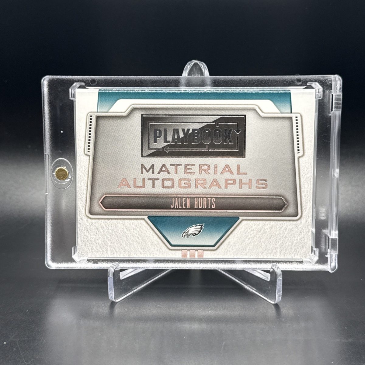 2020 PANINI PLAYBOOK JALEN HURTS MATERIAL AUTOGRAPHS ROOKIE TRI PATCH AUTO #/49