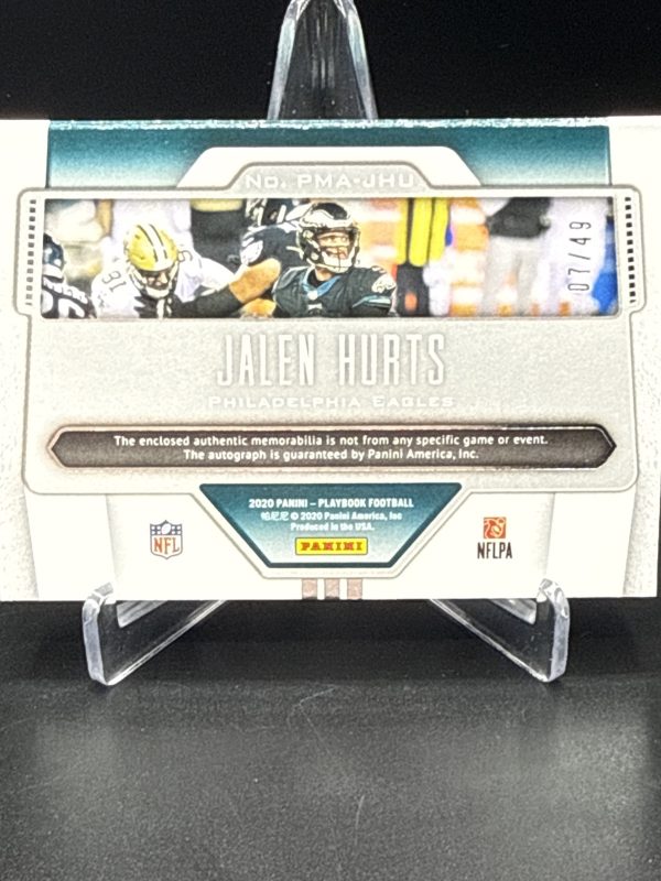 2020 PANINI PLAYBOOK JALEN HURTS MATERIAL AUTOGRAPHS ROOKIE TRI PATCH AUTO #/49