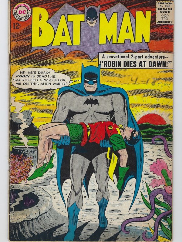 Batman #156 (Mid-Grade 1963, DC Comics) Robin Dies at Dawn! Sheldon Moldoff Art