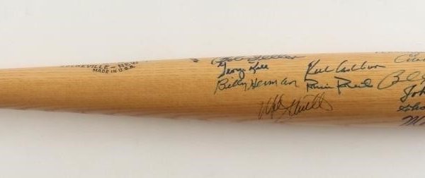 Hall Of Fame Multi Signed Baseball Bat 13 Autographs Yogi Berra, Slaughter PSA