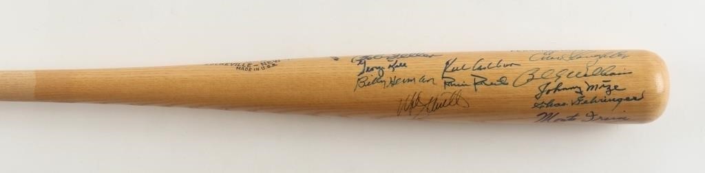 Hall Of Fame Multi Signed Baseball Bat 13 Autographs Yogi Berra, Slaughter PSA