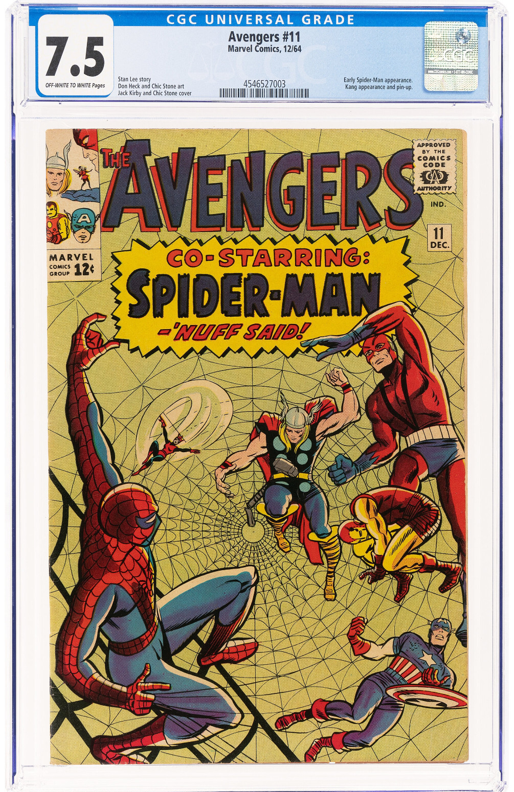 The Avengers #11 (Marvel, 1964) CGC VF- 7.5 Off-white to white pages