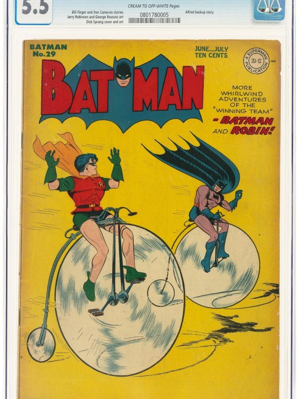 1945 DC Batman Comic # 29 CGC 5.5 FN- Alfred Backup Story - War Comic