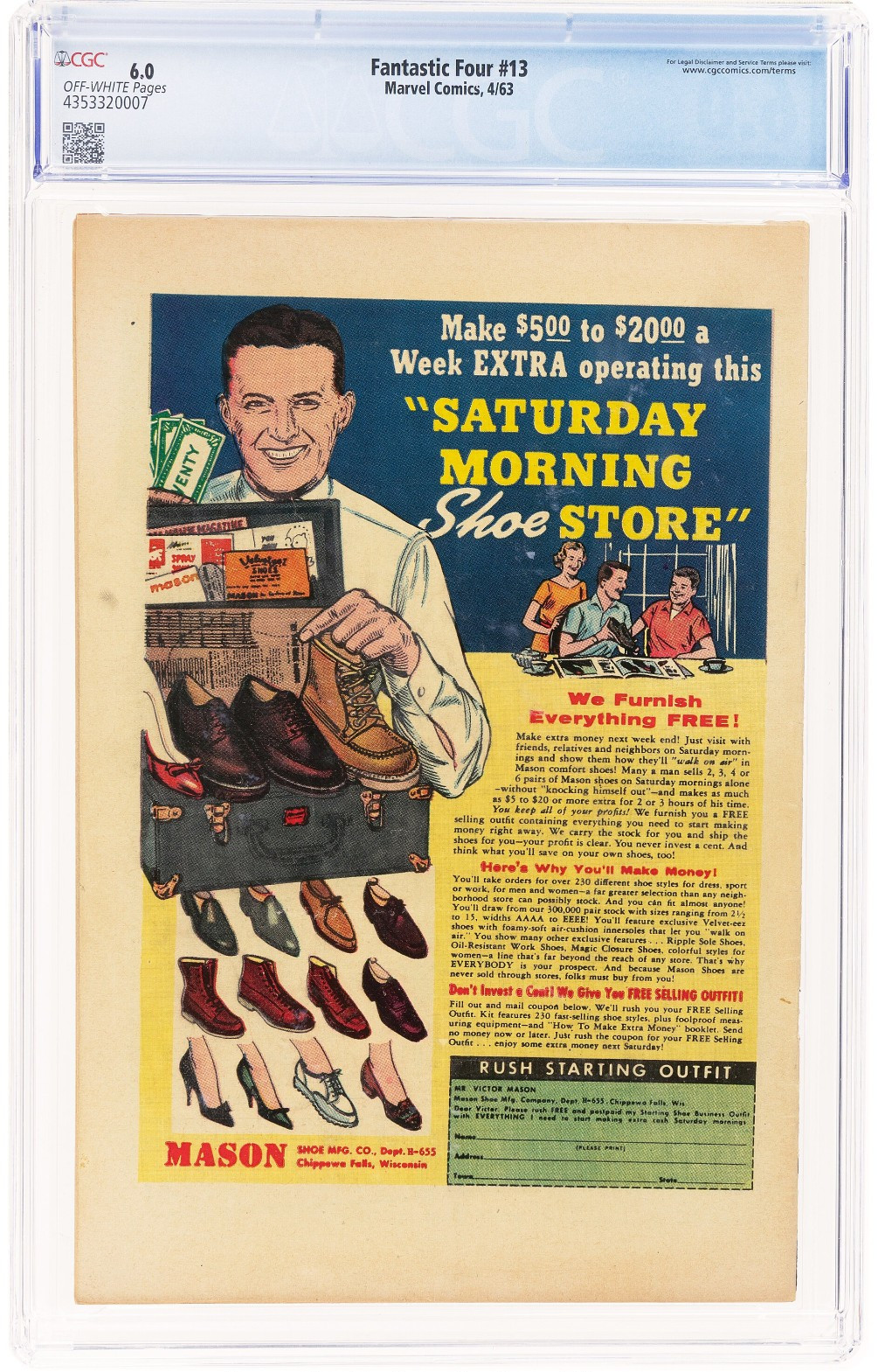 Fantastic Four #13 CGC 6.0. 1st App Red Ghost & the Watcher 1963