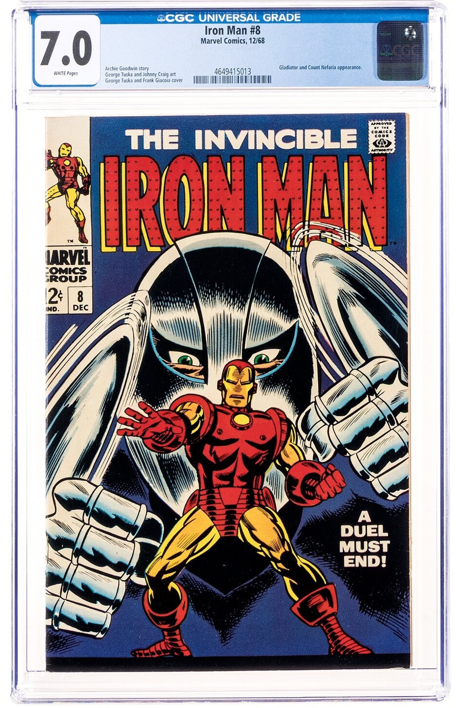 Iron Man # 8 CGC 8.5 White (Marvel, 1968) Gladiator Appearance