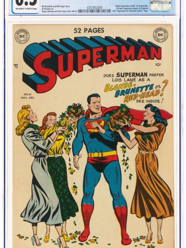 SUPERMAN #61 CGC 6.5 OW/WH PAGES 1ST KRYPTONITE DC COMICS 1949