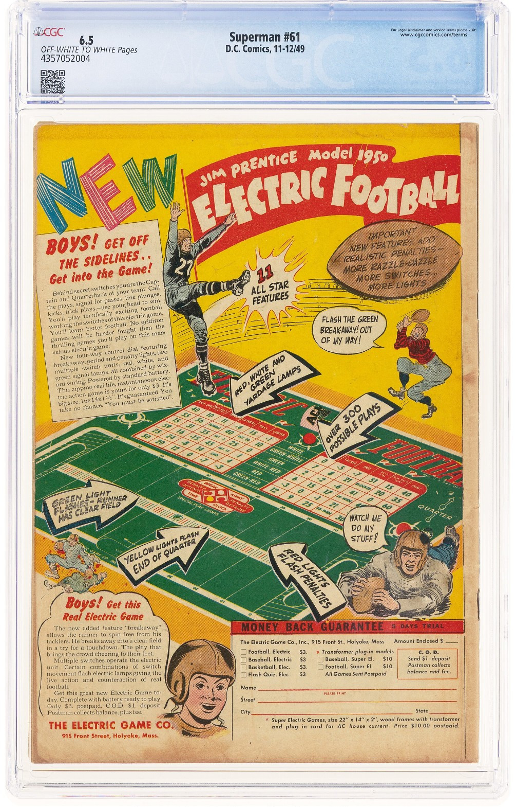 SUPERMAN #61 CGC 6.5 OW/WH PAGES 1ST KRYPTONITE DC COMICS 1949