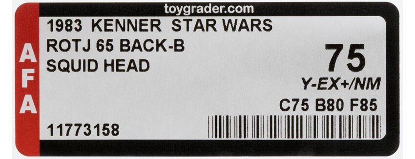 Star Wars Return Of The Jedi Squid Head 65-Back B AFA Y75 (Kenner, 1983)