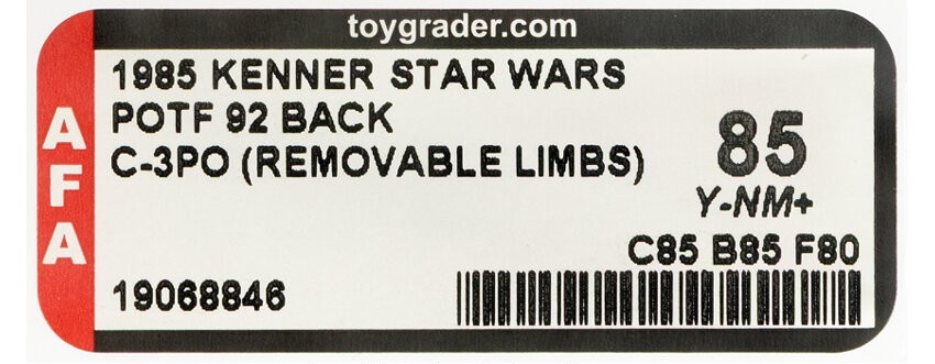 Star Wars POTF C-3PO (Removable Limbs) 92-Back AFA 85 (Kenner, 1985) UNPUNCHED