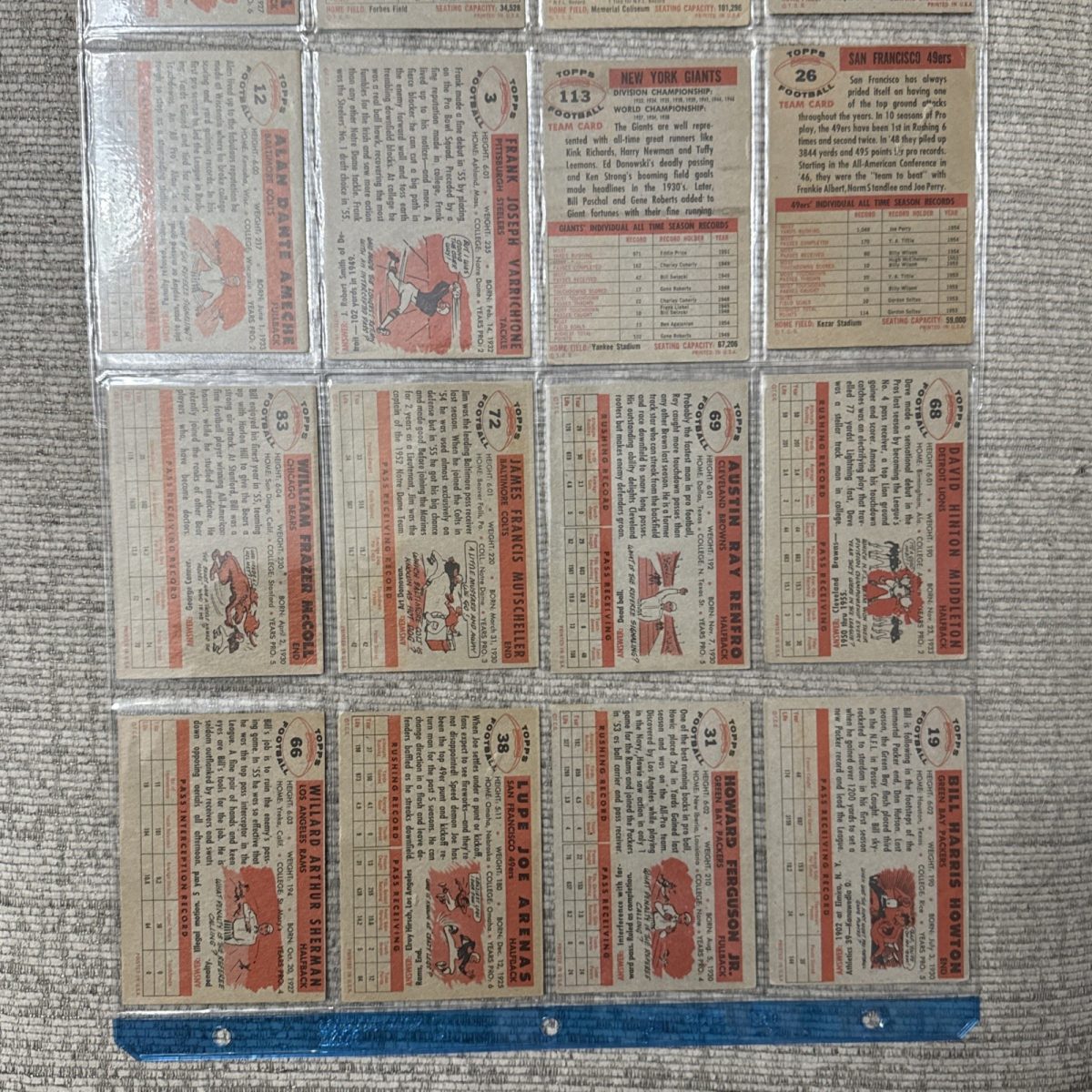 1956 Topps Football Lot (22) Varrichone Ulrich Matson Mann Scott Vintage NFL