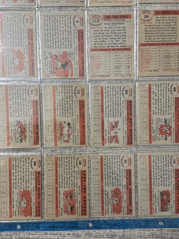 1956 Topps Football Lot (22) Varrichone Ulrich Matson Mann Scott Vintage NFL